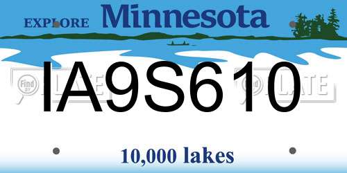 IA9S610 Minnesota License Plate