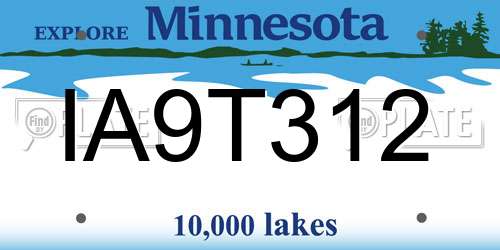 IA9T312 Minnesota License Plate