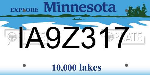 IA9Z317 Minnesota License Plate