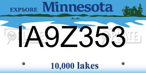 IA9Z353 Minnesota License Plate