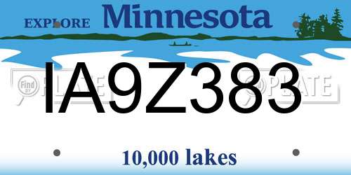 IA9Z383 Minnesota License Plate
