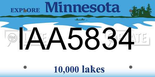 IAA5834 Minnesota License Plate
