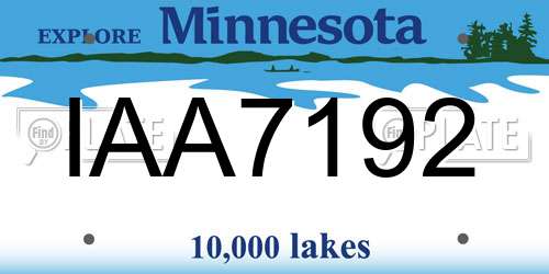 IAA7192 Minnesota License Plate