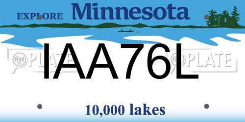 IAA76L Minnesota License Plate