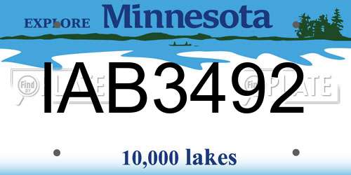 IAB3492 Minnesota License Plate