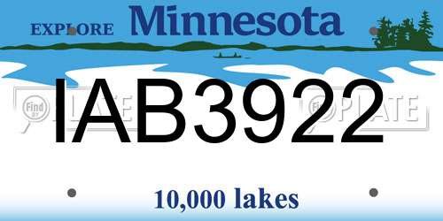 IAB3922 Minnesota License Plate
