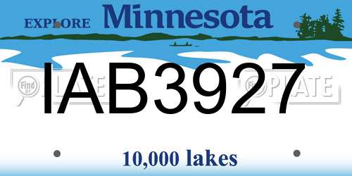IAB3927 Minnesota License Plate