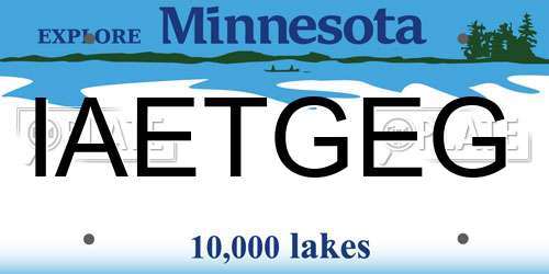 IAETGEG Minnesota License Plate