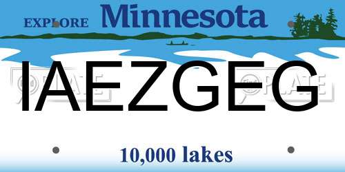 IAEZGEG Minnesota License Plate