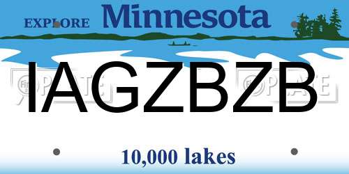 IAGZBZB Minnesota License Plate