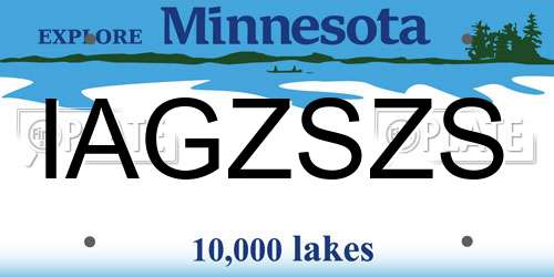 IAGZSZS Minnesota License Plate