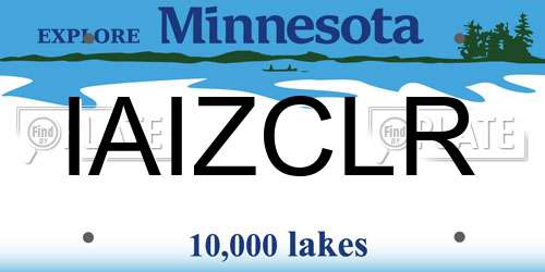 IAIZCLR Minnesota License Plate