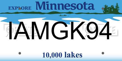 IAMGK94 Minnesota License Plate
