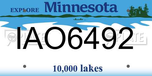 IAO6492 Minnesota License Plate