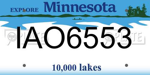 IAO6553 Minnesota License Plate