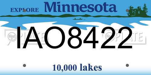 IAO8422 Minnesota License Plate