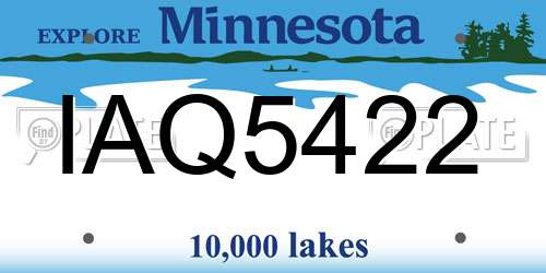 IAQ5422 Minnesota License Plate