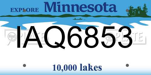 IAQ6853 Minnesota License Plate