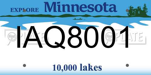 IAQ8001 Minnesota License Plate