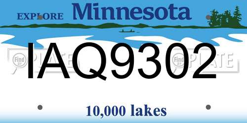 IAQ9302 Minnesota License Plate