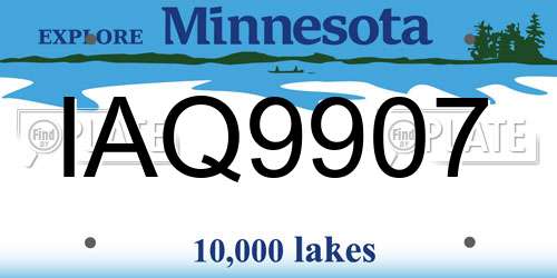 IAQ9907 Minnesota License Plate