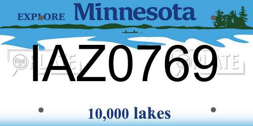IAZ0769 Minnesota License Plate