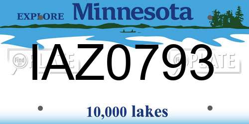 IAZ0793 Minnesota License Plate