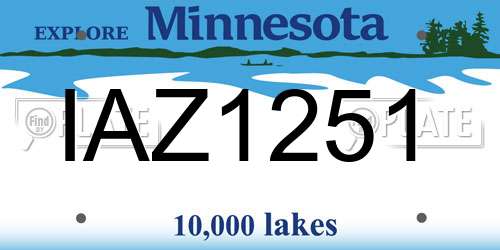 IAZ1251 Minnesota License Plate