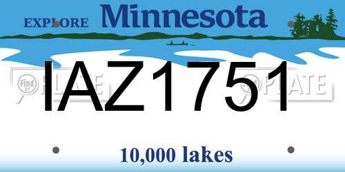 IAZ1751 Minnesota License Plate
