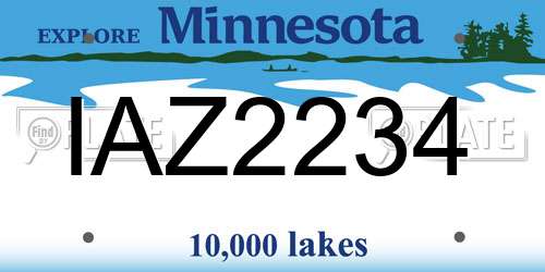 IAZ2234 Minnesota License Plate