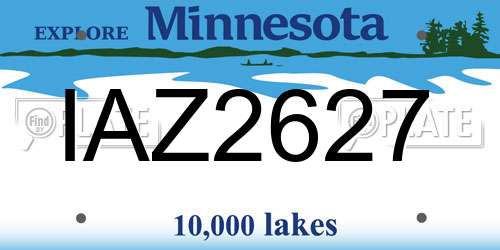 IAZ2627 Minnesota License Plate