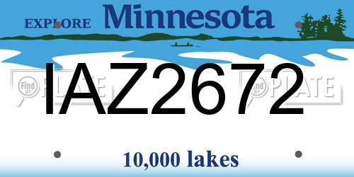 IAZ2672 Minnesota License Plate