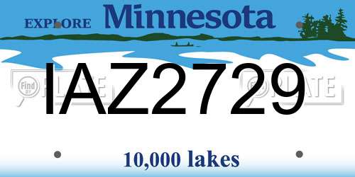 IAZ2729 Minnesota License Plate