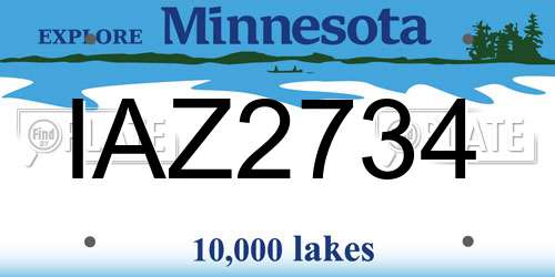 IAZ2734 Minnesota License Plate