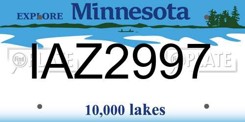 IAZ2997 Minnesota License Plate