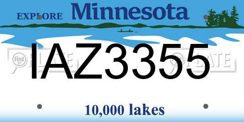 IAZ3355 Minnesota License Plate