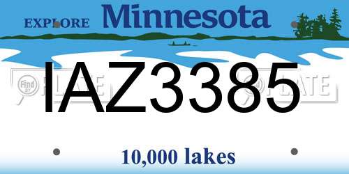 IAZ3385 Minnesota License Plate
