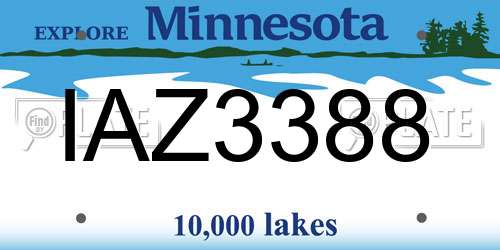 IAZ3388 Minnesota License Plate