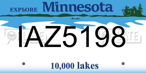 IAZ5198 Minnesota License Plate