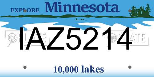 IAZ5214 Minnesota License Plate