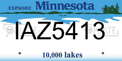 IAZ5413 Minnesota License Plate