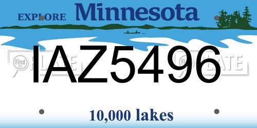 IAZ5496 Minnesota License Plate