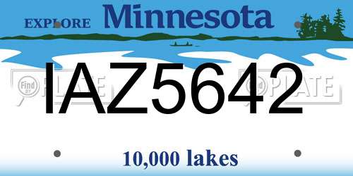 IAZ5642 Minnesota License Plate