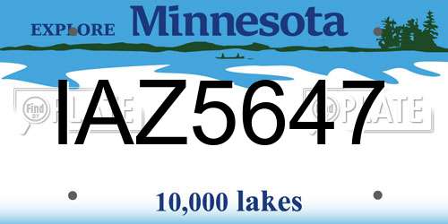 IAZ5647 Minnesota License Plate