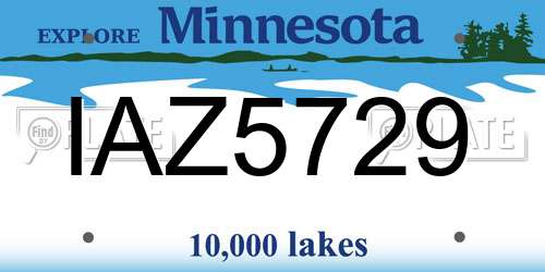 IAZ5729 Minnesota License Plate