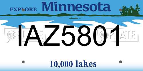 IAZ5801 Minnesota License Plate