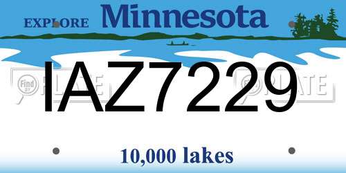 IAZ7229 Minnesota License Plate