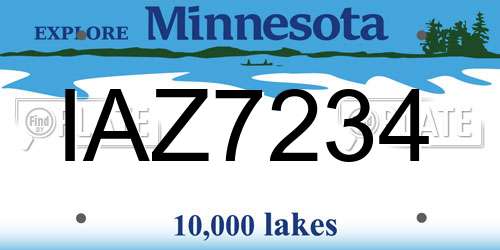 IAZ7234 Minnesota License Plate