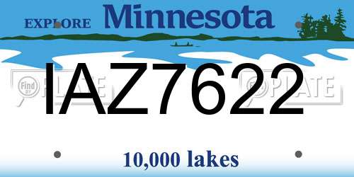 IAZ7622 Minnesota License Plate