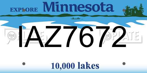 IAZ7672 Minnesota License Plate